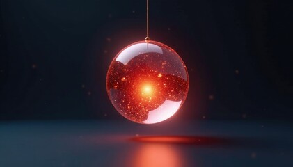 Wall Mural - A glowing sphere suspended by a slender thread, suspension, light, elegant