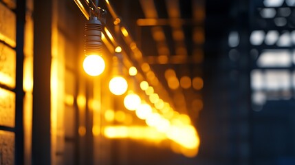 Leinwandbilder - Warm golden lights glowing against a blurred backdrop creating a cozy atmospheric setting : Generative AI