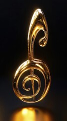 Canvas Print - Golden Treble Clef Abstract Art Sculpture