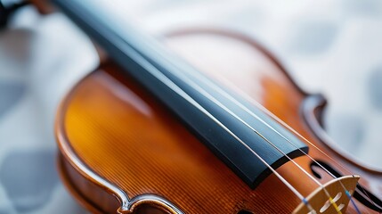 Aufkleber - Closeup view of a polished wooden violin showcasing exquisite craftsmanship and rich tones : Generative AI