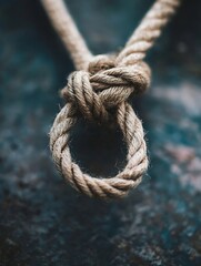 Aufkleber - Close up of a thick rope knot showcasing intricate details against a textured background : Generative AI