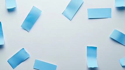 Poster - Abstract Blue Paper Pieces Minimalist Background Design Modern Texture Pastel Blue Ripped Notepads Light Blue Scraps Clean Simple Elegant Style       