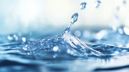 Fototapete - Dynamic Water Splash Enveloping in a Bright Blue Background Capturing the Essence of Movement and Fluidity : Generative AI