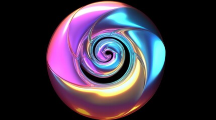 Poster - Abstract iridescent oval with swirling spiral design