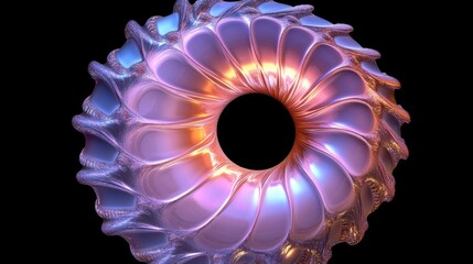 Poster - Abstract iridescent fractal flower torus design
