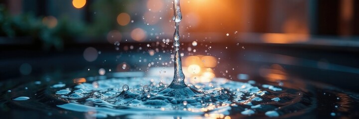 Wall Mural - Large droplets of water falling from the high ceiling, high, droplet, ambiance