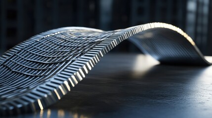 Poster - Abstract Metallic Structure Curved Bridge Design