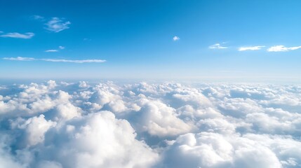 Poster - Expansive view of fluffy white clouds under a bright blue sky from a high altitude perspective : Generative AI