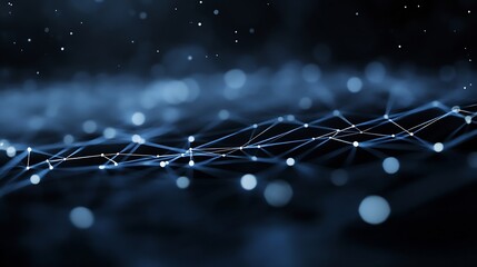 Fototapete - Abstract blue bokeh background with glowing particles representing digital technology and innovation : Generative AI