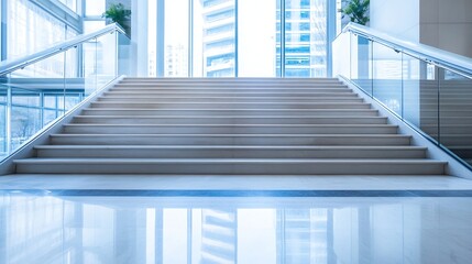 Aufkleber - Modern architectural staircase featuring sleek lines and bright natural light in a contemporary building : Generative AI