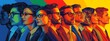 © Tcukimay - Diverse group of professionals in profile, vibrant colors, stylish attire.