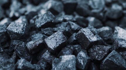 Leinwandbilder - Closeup view of black coal pieces showcasing the texture and richness of natural materials : Generative AI