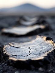 Aufkleber - Close up of cracked tree stump with blurred background showcasing natural textures and earthy tones : Generative AI