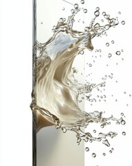 Poster - Milk Splash Creates an Elegant Wave Against a Pristine White Background Capturing Freshness
