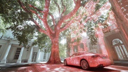 Poster - Digital Transformation of Nature and Urban Life Through Vibrant Patterns and Colors