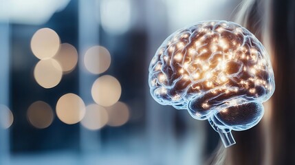Leinwandbilder - Futuristic digital brain illustration symbolizing advanced technology and human cognition : Generative AI