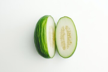 Poster - Fresh Cucumber Halves Create Balanced Yin Yang Symbol Showcasing Harmony and Minimalism in Nature