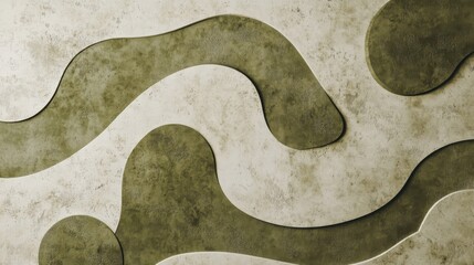 Poster - Abstract Wave Pattern Beige And Olive Green Textured Wall