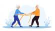 © lungkeemao - A professional therapist guiding a senior citizen through resistance band stretching exercises, improving flexibility and promoting an active lifestyle.