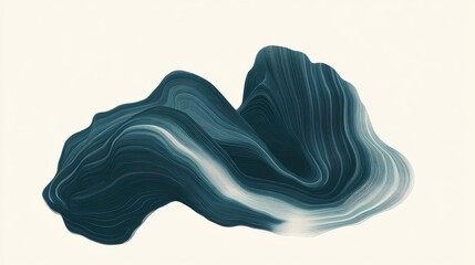 Poster - Abstract Teal Wave Form Digital Art Design