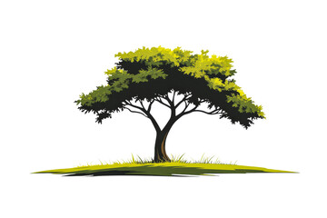 Wall Mural - green tree with branches and leaves on grass