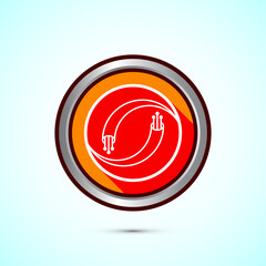 Poster - Fiber optic cable icon design illustration. Electric wire sign, digital internet, Orange color shadow button design
