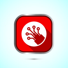 Poster - Fiber optic cable icon design illustration. Electric wire sign, digital internet, Red color shadow button design
