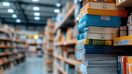 Poster - Stunning photo of organized books and documents in a bright modern library shelving unit : Generative AI