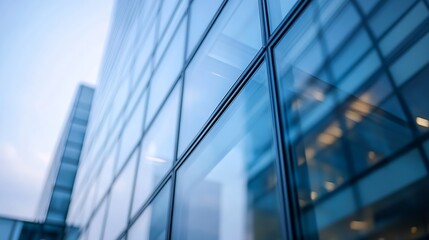 Aufkleber - Modern Architectural Glass Building with Reflections and Clean Lines Highlighting Contemporary Design : Generative AI