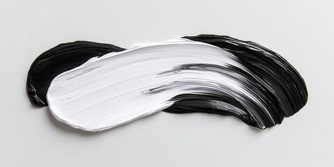 Poster - Abstract black and white paint swirl creating a dynamic contrast on a minimalist surface