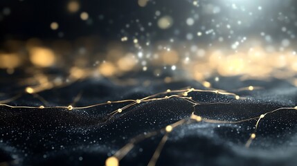 Aufkleber - Abstract closeup of digital connections and glowing particles on a textured surface representing technology : Generative AI