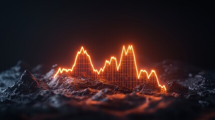 Poster - Rising Business Trend Graph with Glowing Effect on Dark Background