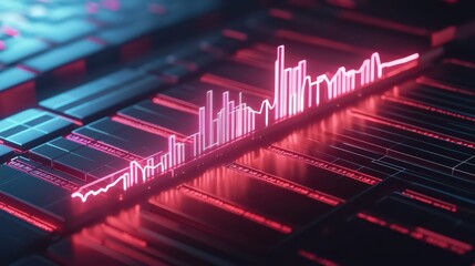 Poster - rising trend in business graph displaying glowing data visualization
