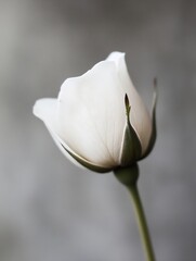Aufkleber - Elegant delicate white rose flower with soft petals captured against a blurred background : Generative AI