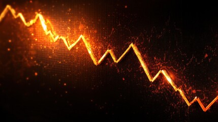Poster - A stylized, jagged line graph, glowing with an orange, fiery effect against a dark background, suggests a downward trend