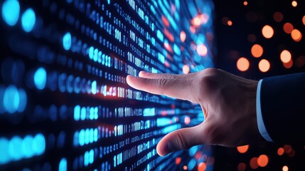 Poster - Dramatic Shot of Rising Stock Market Numbers with Finger Interaction