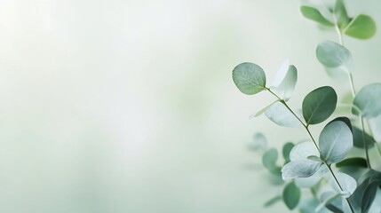 Poster - Delicate leaves with a soft green background creating a serene and calming natural aesthetic : Generative AI
