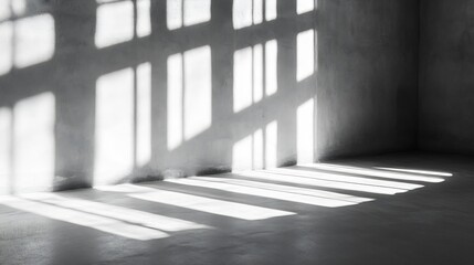 Leinwandbilder - Abstract shadows casting on a minimalistic concrete wall showcasing light patterns and textures : Generative AI