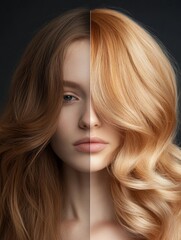 Poster - Transformation showing contrast between unkempt and stylish hair for personal grooming inspiration. Generative AI