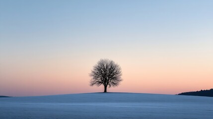 Aufkleber - Isolated Tree Silhouetted Against a Soft Colorful Sunrise or Sunset : Generative AI