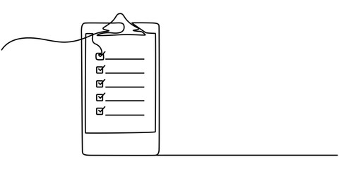 Poster - Continuous Line Drawing of Checklist Icon. Hand Drawn Symbol Vector Illustration, Continuous Line Drawing of Checklist Icon. Hand Drawn Symbol Vector Illustration, Continuous one line drawing of clip.