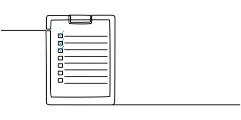 Poster - Continuous Line Drawing of Checklist Icon. Hand Drawn Symbol Vector Illustration, Continuous Line Drawing of Checklist Icon. Hand Drawn Symbol Vector Illustration, Continuous one line drawing of clip.
