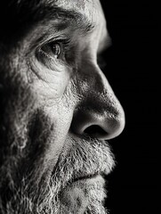 Aufkleber - Thoughtful elderly man with deep lines and wrinkles captured in stunning black and white portrait : Generative AI