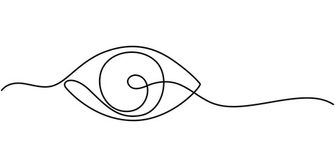 Eye sign in continuous line drawing style. Line art of human eye sign. Vector illustration. Abstract background, Single continuous one line art female watch eye, Eye sign in continuous line drawing.