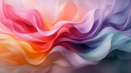 Wall Mural - Colorful flowing fabric creates a dynamic wave of textures and hues in a captivating abstract design. Generative AI
