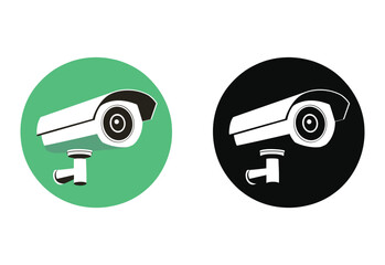 Fototapete - Minimalist CCTV camera Logo with Circle silhouette vector illustration