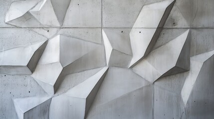 Fototapete - Artistic concrete wall design featuring unique geometric shapes and textures in a modern architectural style : Generative AI