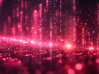 Poster - Cityscape at Night with Blurred Lights and Reflections
