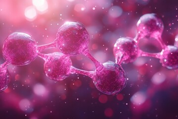Poster - Colorful depiction of molecular structures highlighting scientific exploration in a vibrant environment