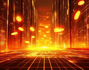 Poster - A digitalized world intertwined with crypto coins and finance transactions
